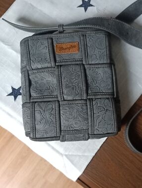 Wrangler Embossed Woven-Panel Messenger Bag
